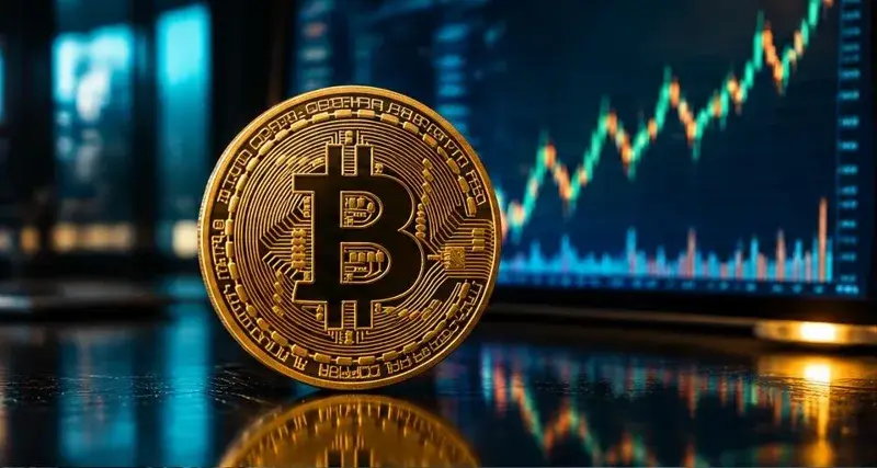 Gold Bitcoin coin — Black wealth building and blockchain