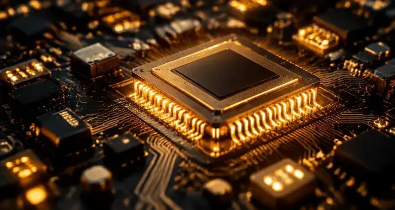 Golden AI processor on a circuit board — AI and Black wealth
